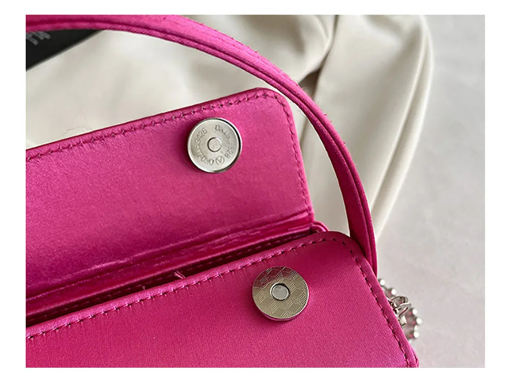 Light Luxury High-Grade Women Chain Crossbody Bag Korean Design Sense Diamond Flower New Pop Handbag Fashion Box Mini Square Bag